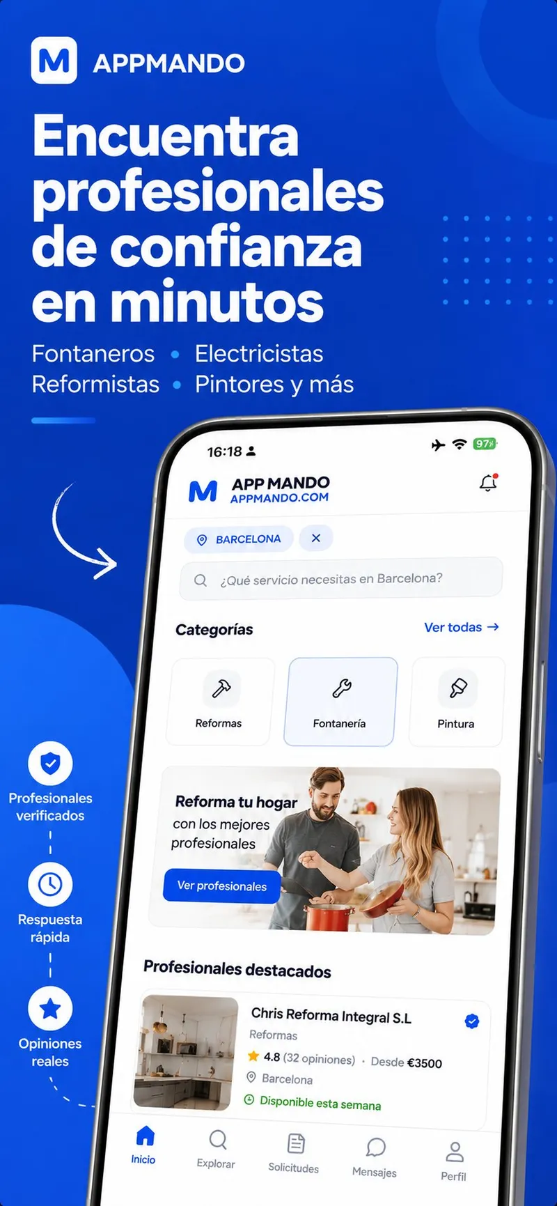 Encuentra profesionales de confianza en minutos